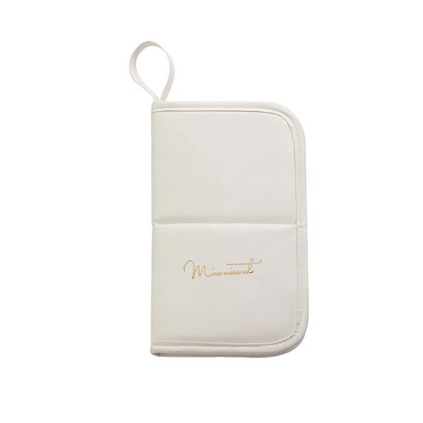 Elosung White Shell Makeup Brush Storage Bag Multi Functional Pu Cosmetic Organizer With Button Closure Convertible To Stand Design(Make Up Brushes Ar