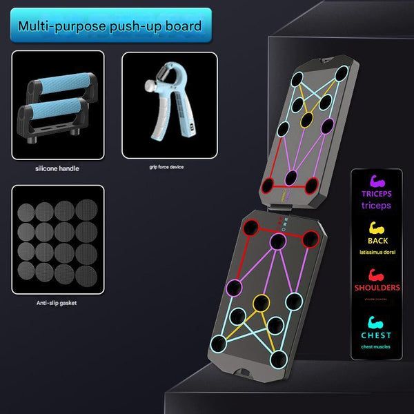 Black Multi Function Push Up Board 3 Piece Set With Upgraded Handles Non Slip Mat And Grip For Home Gym Fitness Training Push Up Stands