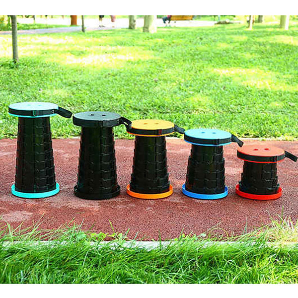 Elosung Black And Orange Splicing Color Portable Outdoor Telescopic Folding Stool With 100 Weight Bearing Buckles Lightweight Compact Design Perfect F