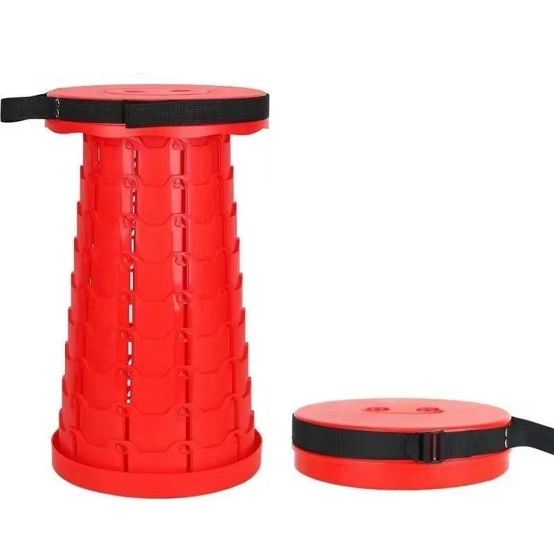 Elosung Red Outdoor Telescopic Folding Stool With 100 Weight Bearing Buckles Lightweight And Compact Design Perfect For Fishing Camping Travel Benches