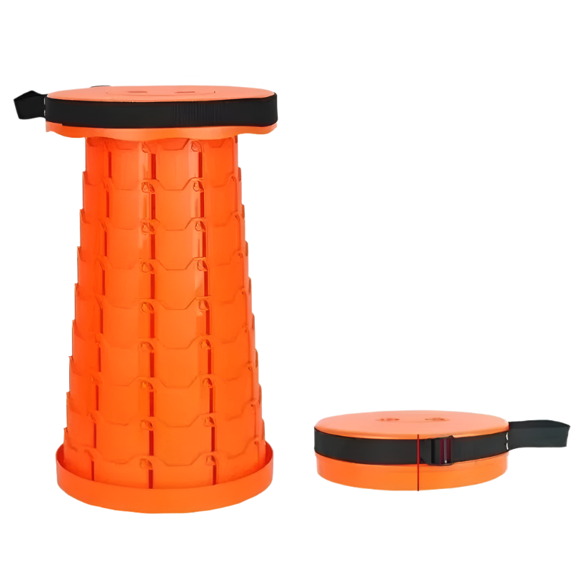 Elosung Orange Outdoor Telescopic Folding Stool With 100 Weight Bearing Buckles Lightweight And Compact Design Perfect For Fishing Camping Travel Benc