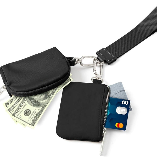 Elosung Black Ladies Wrist Bag Mini Wallet For Cards Coins And Keys Lightweight Stylish Organizer Perfect Daily Use Wallets