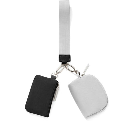 Elosung Black And Grey Portable Ladies Wrist Bag Mini Wallet For Cards Coins Keys Lightweight Stylish Organizer Perfect Daily Use Wallets