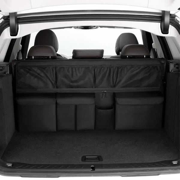 Elosung Black Car Trunk Storage Bag Large Capacity Oxford Cloth Multi Purpose Hanging Organizer With Mesh Pockets And Backseat Car Organisers