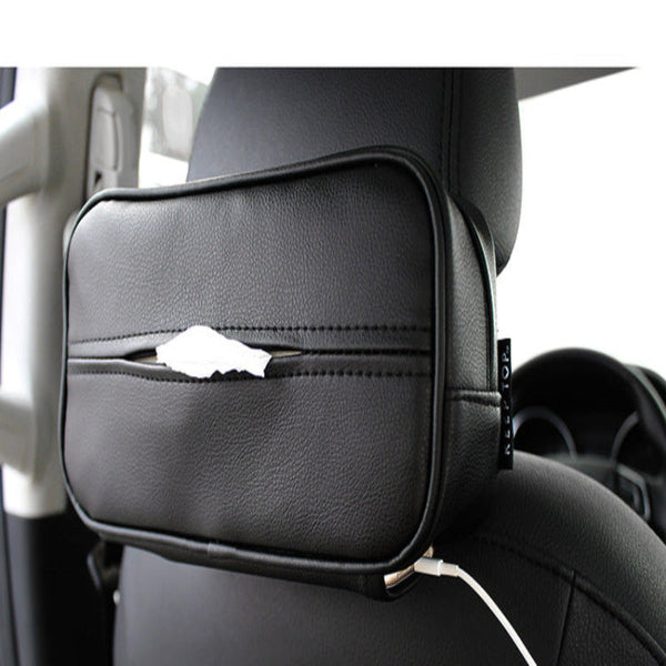 Black Pu Leather Car Tissue Box Holder Tissue Box Covers