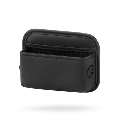 Elosung Black Pu Leather Car Storage Organizer With Dual Charging Holes And Inner Mesh Pocket Multi Functional Door Handle Hanging Bag For Phones Acce