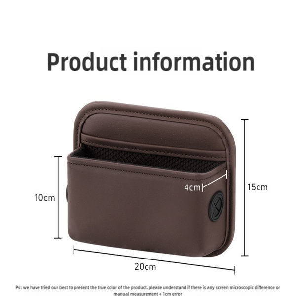 Elosung Black Pu Leather Car Storage Organizer With Dual Charging Holes And Inner Mesh Pocket Multi Functional Door Handle Hanging Bag For Phones Acce
