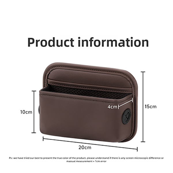 Elosung Brown Pu Leather Car Storage Organiser With Charging Holes And Mesh Pocket Car Organisers