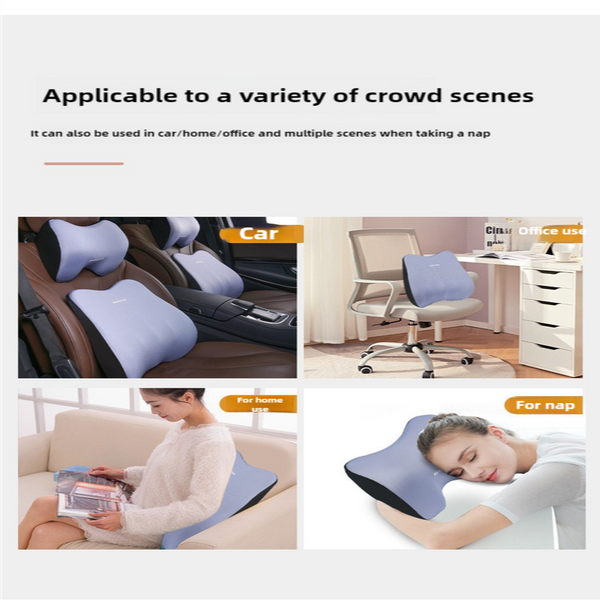 Black Memory Foam Car Seat Neck And Lumbar Support Set Ergonomic Cushion For Office Home Driving Seat & Posture Cushions