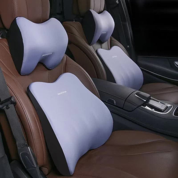 Elosung Cloud Grey Memory Foam Car Seat Neck And Lumbar Support Set Ergonomic Cushion For Office Home Driving Seat & Posture Cushions