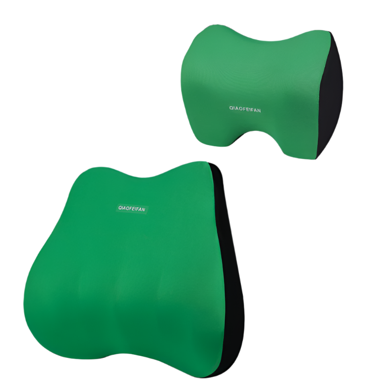 Green Memory Foam Car Seat Neck And Lumbar Support Set Ergonomic Cushion For Office Home Driving Headrests