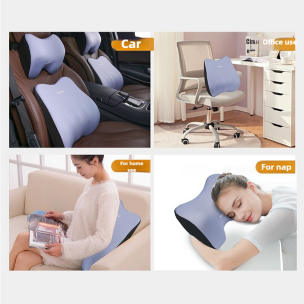 Elosung Orange Memory Foam Car Seat Neck And Lumbar Support Set Ergonomic Cushion For Office Home Driving Seat & Posture Cushions