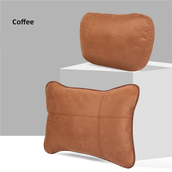 Elosung Eco Friendly Suede Car Headrest And Lumbar Cushion Set Seat & Posture Cushions