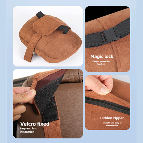 Elosung Eco Friendly Suede Car Headrest And Lumbar Cushion Set Seat & Posture Cushions