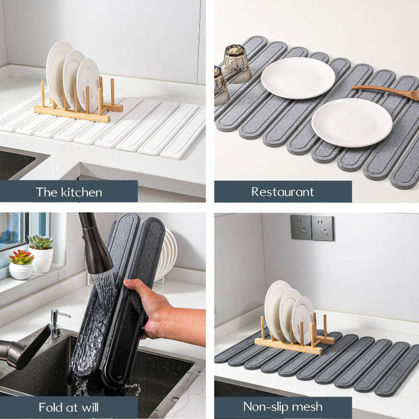 Elosung Foldable Diatomaceous Earth Drying Mat Kitchen Bench Mats