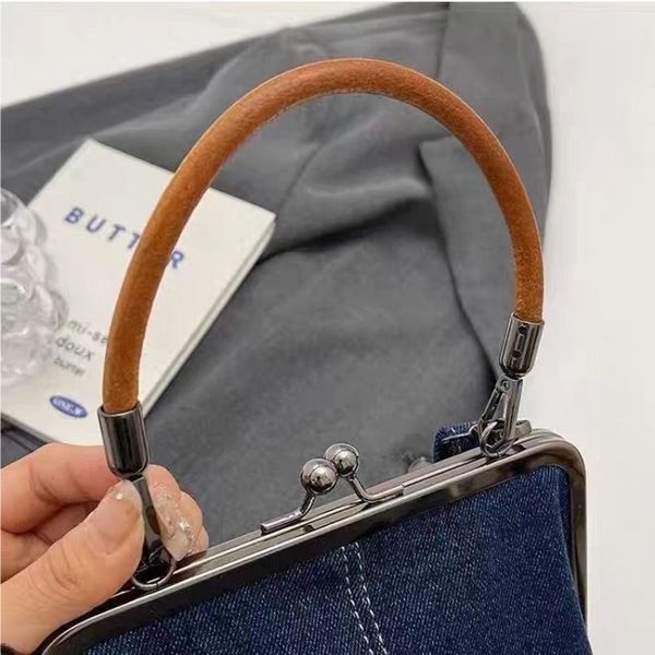 Elosung Dark Blue Handmade Denim Patchwork Small Crossbody Bag Women's Bags & Handbags