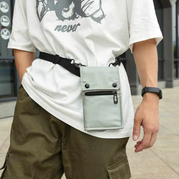 Elosung Grey Water Resistant Nylon Crossbody Phone Bag Compact Travel Wallet & Card Holder For Men And Women(Mobile Phones Cards Are Shooting Props No