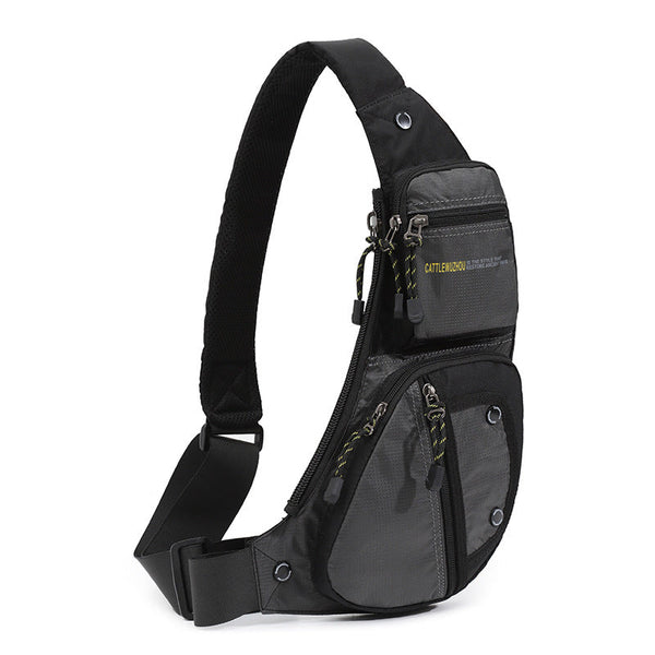 Elosung Black Men's Chest Bag Multi Functional Waterproof Crossbody Sling For Outdoor Sports Bags