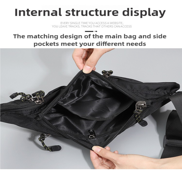 Elosung Black Men's Chest Bag Multi Functional Waterproof Crossbody Sling For Outdoor Sports Bags