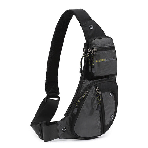 Elosung Black And Grey Men's Chest Bag Multi Functional Waterproof Crossbody Sling For Outdoor Sports Bags