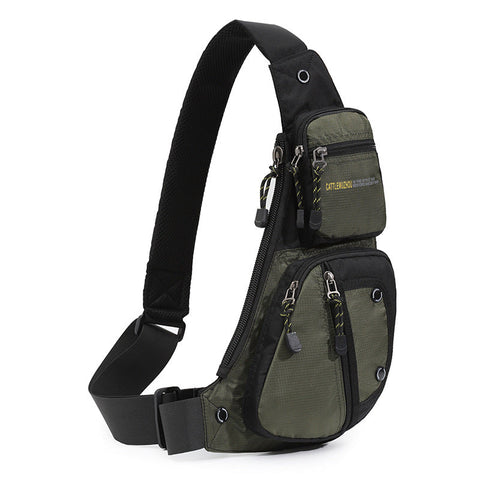 Elosung Black And Green Men's Chest Bag Multi Functional Waterproof Crossbody Sling For Outdoor Sports Bags