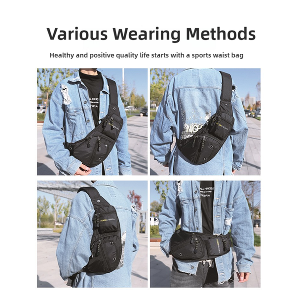 Elosung Black And Green Men's Chest Bag Multi Functional Waterproof Crossbody Sling For Outdoor Sports Bags