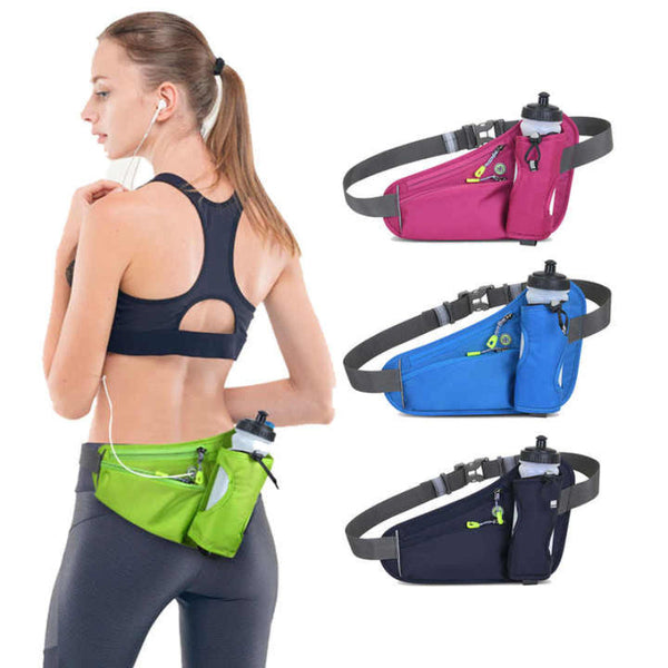 Elosung Blue Hydration Running Waist Pack Waterproof Lightweight Sports Belt With (Water Bottles Are Filming Props Not Included) Waist Packs & Bags