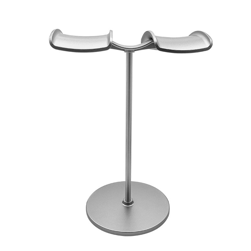 Elosung Silver Dual Headphone Stand Creative Double Hook Aluminum Alloy Display Holder Headphones