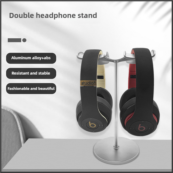 Elosung Silver Dual Headphone Stand Creative Double Hook Aluminum Alloy Display Holder Headphones