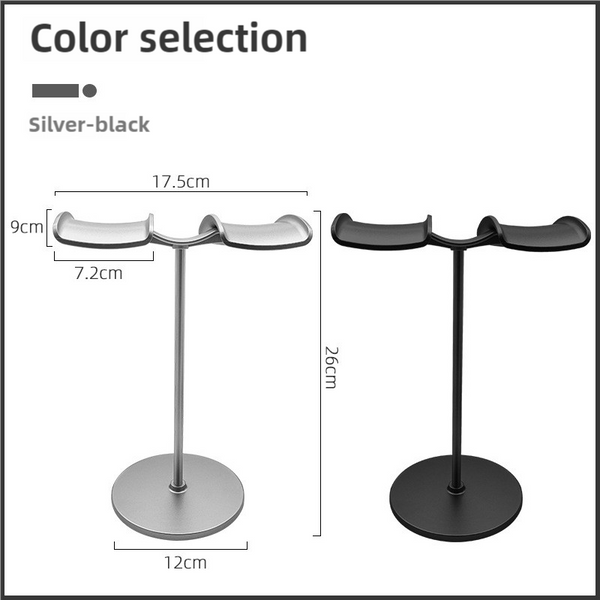 Elosung Silver Dual Headphone Stand Creative Double Hook Aluminum Alloy Display Holder Headphones