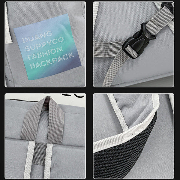 Elosung Black Trendy Street Style Backpack Large Capacity For Hiking Students & Everyday Use Bags