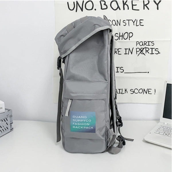 Elosung Black Trendy Street Style Backpack Large Capacity For Hiking Students & Everyday Use Bags