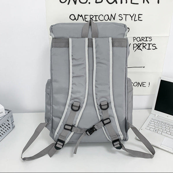 Elosung Black Trendy Street Style Backpack Large Capacity For Hiking Students & Everyday Use Bags