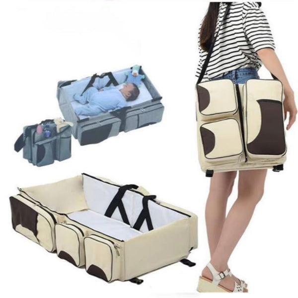 Nappy Bags Elosung Dark Blue Multifunctional Foldable Baby Crib Mommy Bag | Large Capacity Diaper Portable Shoulder And Handheld Essentials