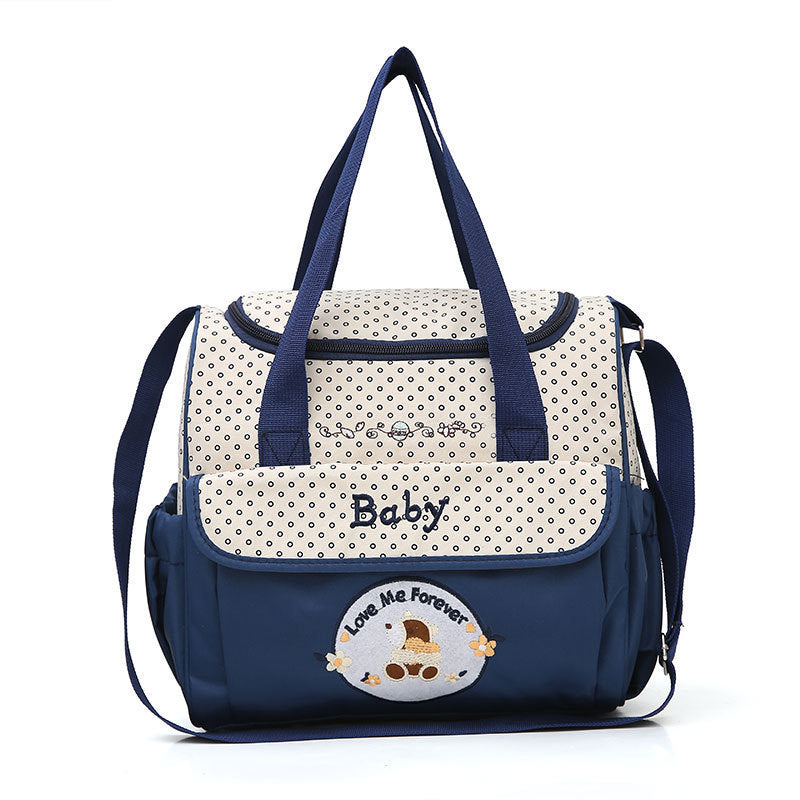 Elosung Small Dark Blue Fashionable Large Capacity Cartoon Bear Shoulder Crossbody Mommy Bag Stylish And Functional Diaper Women's Bags & Handbags