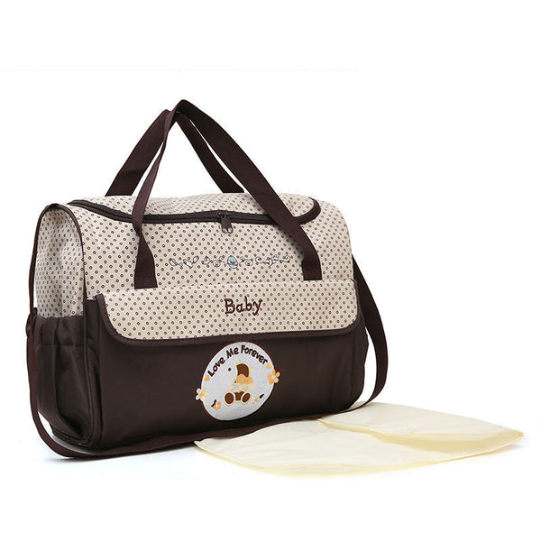 Elosung Large Coffee Fashionable Capacity Cartoon Bear Shoulder Crossbody Mommy Bag Stylish And Functional Diaper Women's Bags & Handbags
