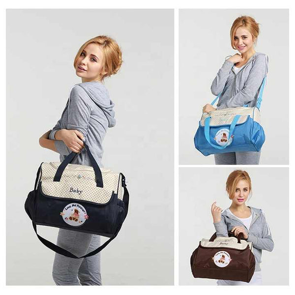 Elosung Large Coffee Fashionable Capacity Cartoon Bear Shoulder Crossbody Mommy Bag Stylish And Functional Diaper Women's Bags & Handbags