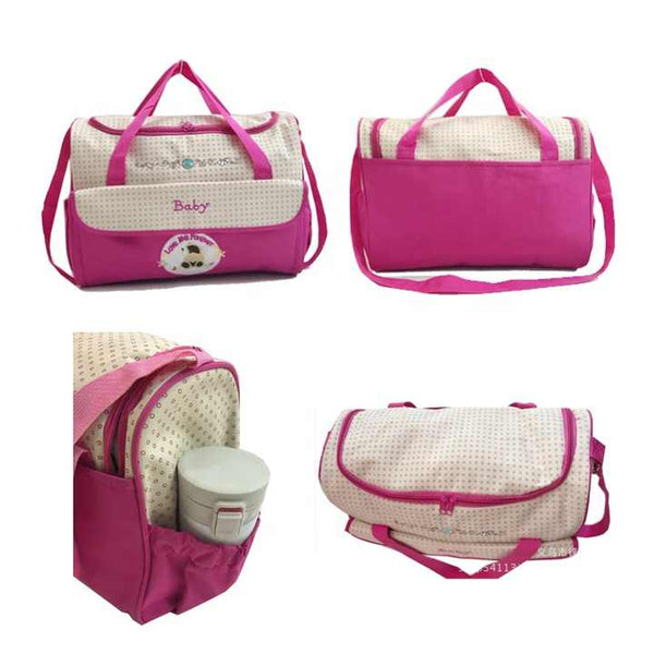 Elosung Large Pink Fashionable Capacity Cartoon Bear Shoulder Crossbody Mommy Bag Stylish And Functional Diaper Women's Bags & Handbags