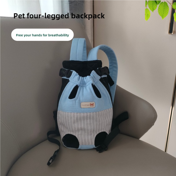 Pet Transport Elosung Size Blue Gray Patchwork Pet Backpack Dog Carrier Cat Travel Bag Breathable Portable & Hands Free Four Leg Design