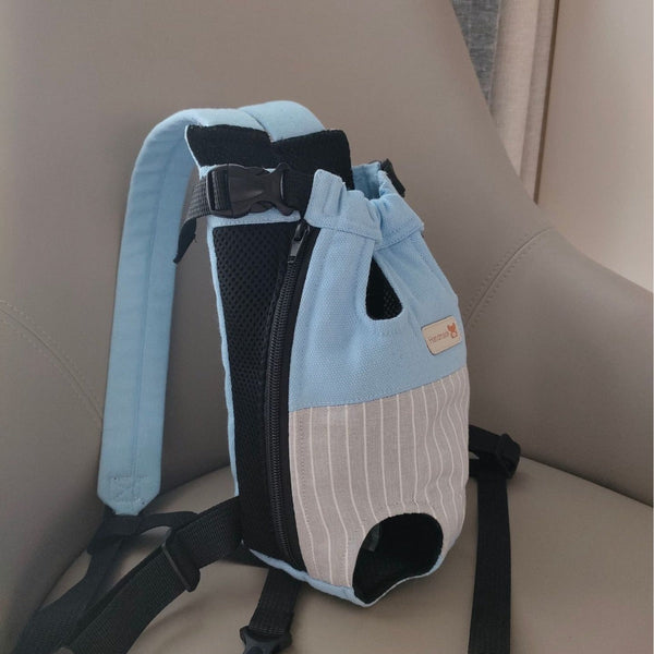 Elosung Size Xxl Blue Gray Patchwork Pet Backpack Dog Carrier Cat Travel Bag Breathable Portable & Hands Free Four Leg Design Pet Transport
