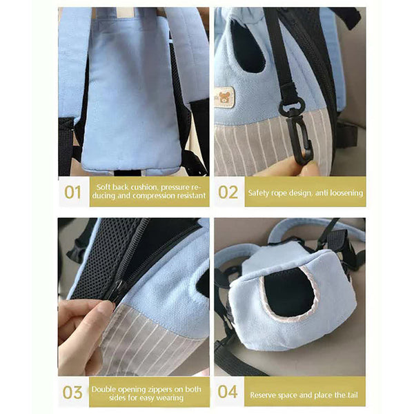 Elosung Size L Beige Brown Patchwork Pet Backpack Dog Carrier Cat Travel Bag Breathable Portable & Hands Free Four Leg Design Pet Transport