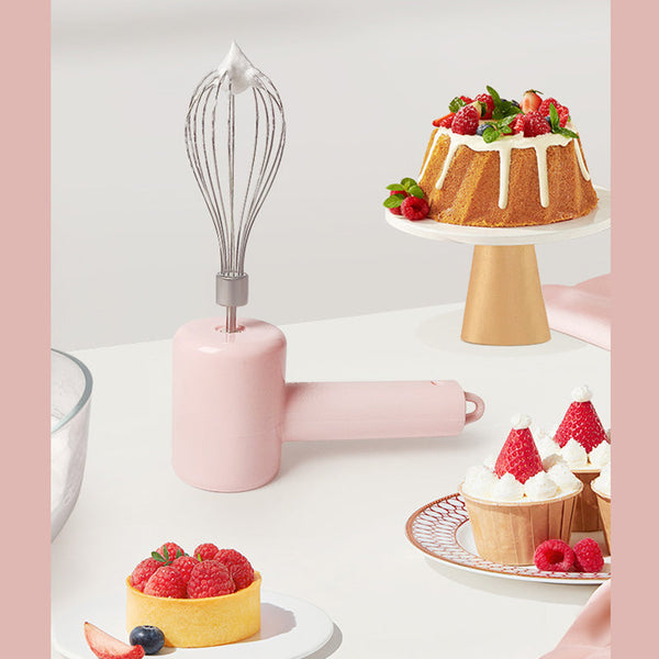 Pink Electric Egg Beater With 3 Speed Adjustment Dual And Type C Charging Whisks