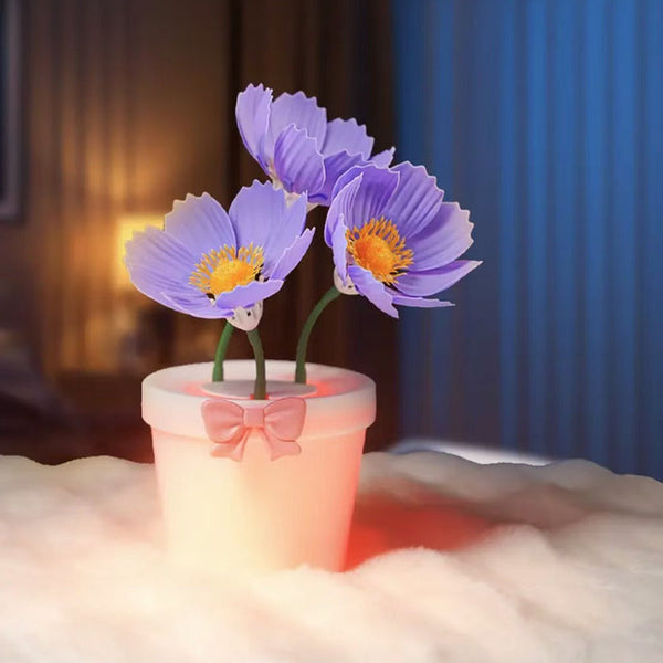 Purple Flowers Silicone Touch Aromatherapy Night Light Pot Romantic Home Decor For Kids And Adults Night Lights