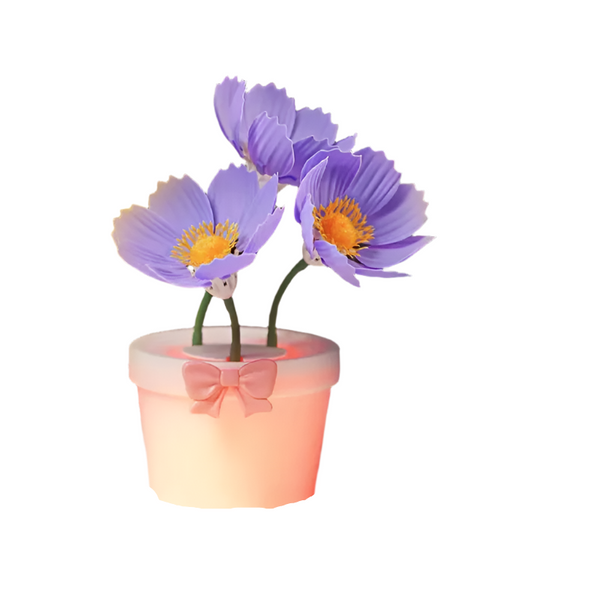 Purple Flowers Silicone Touch Aromatherapy Night Light Pot Romantic Home Decor For Kids And Adults Night Lights