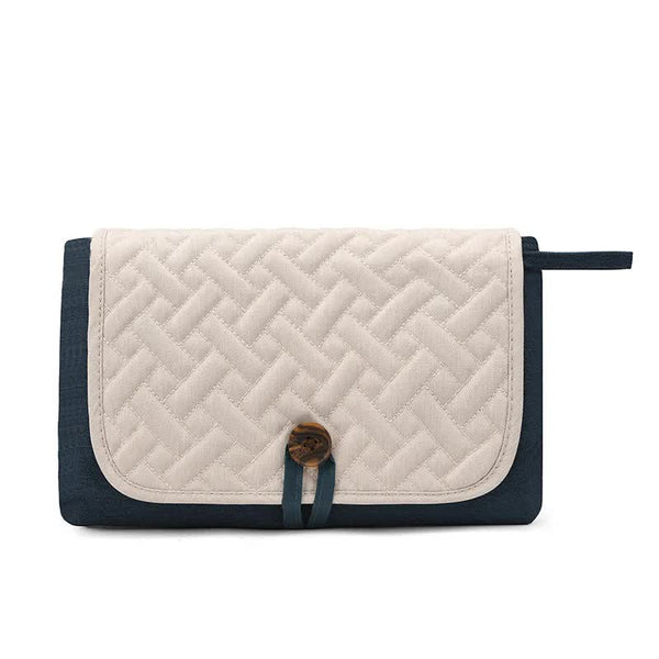 Blue And White Patchwork Portable Little One Changing Mat Waterproof Foldable Compact Diaper Pad For Travel & Everyday Use Change Mats & Covers