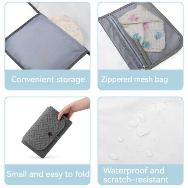 Elosung Brown Portable Little One Changing Mat Waterproof Foldable Compact Diaper Pad For Travel & Everyday Use Change Mats & Covers