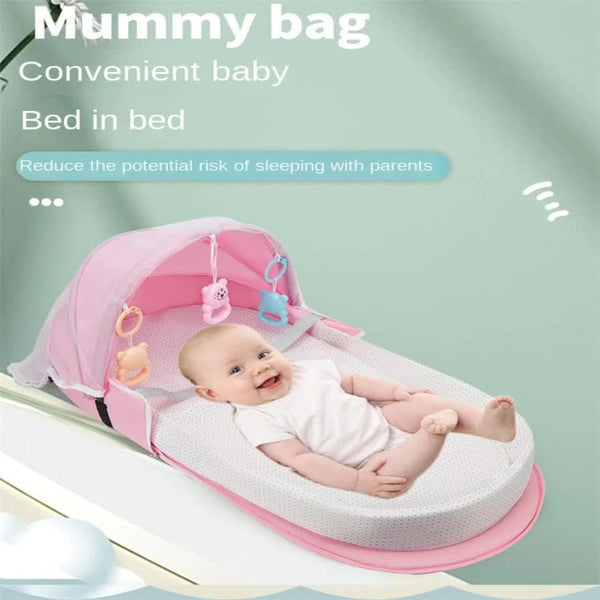 Pink Multi Purpose Little One Bed & Diaper Backpack Lightweight Nappy Bag Nappy Bags