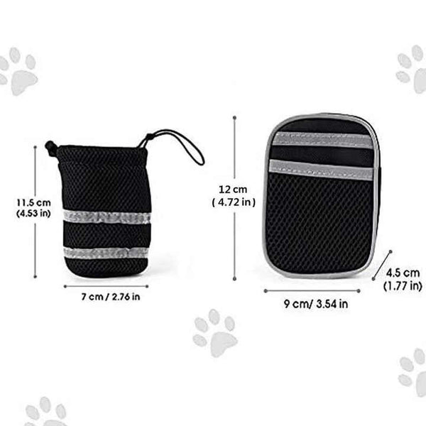 Elosung Black Reflective Pet Waist Bag With Hands Free Leash For Night Safety Adjustable Pack Detachable Pouches Leads & Head Collars
