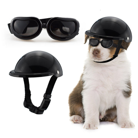 Elosung Black Pet Helmet & Goggles Set Safety Gear For Dogs Uv Protection Durable Abs Material Stylish Outdoor Accessory Dog Clothing & Shoes
