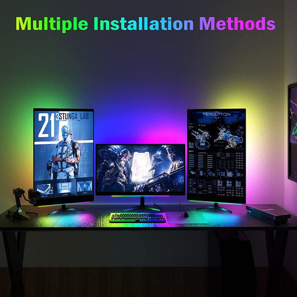 2 Pcs Rgb Led Gaming Light Bar Dual Color Temperature & Adjustable Effects Usb Powered Backlight For Monitors Remote Button Control 30Cm Lightweight D